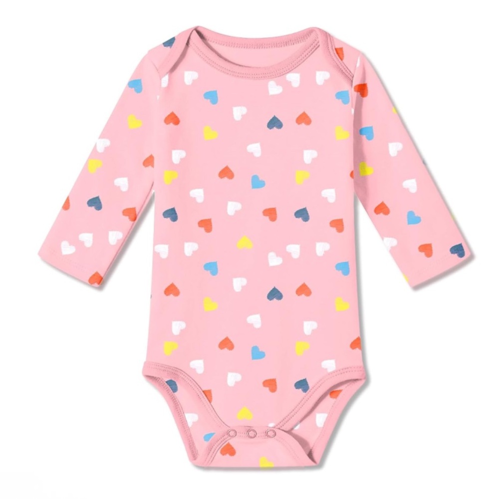 ⚡️ Pink Heart Print Long Sleeve Bodysuit Size 3-6m